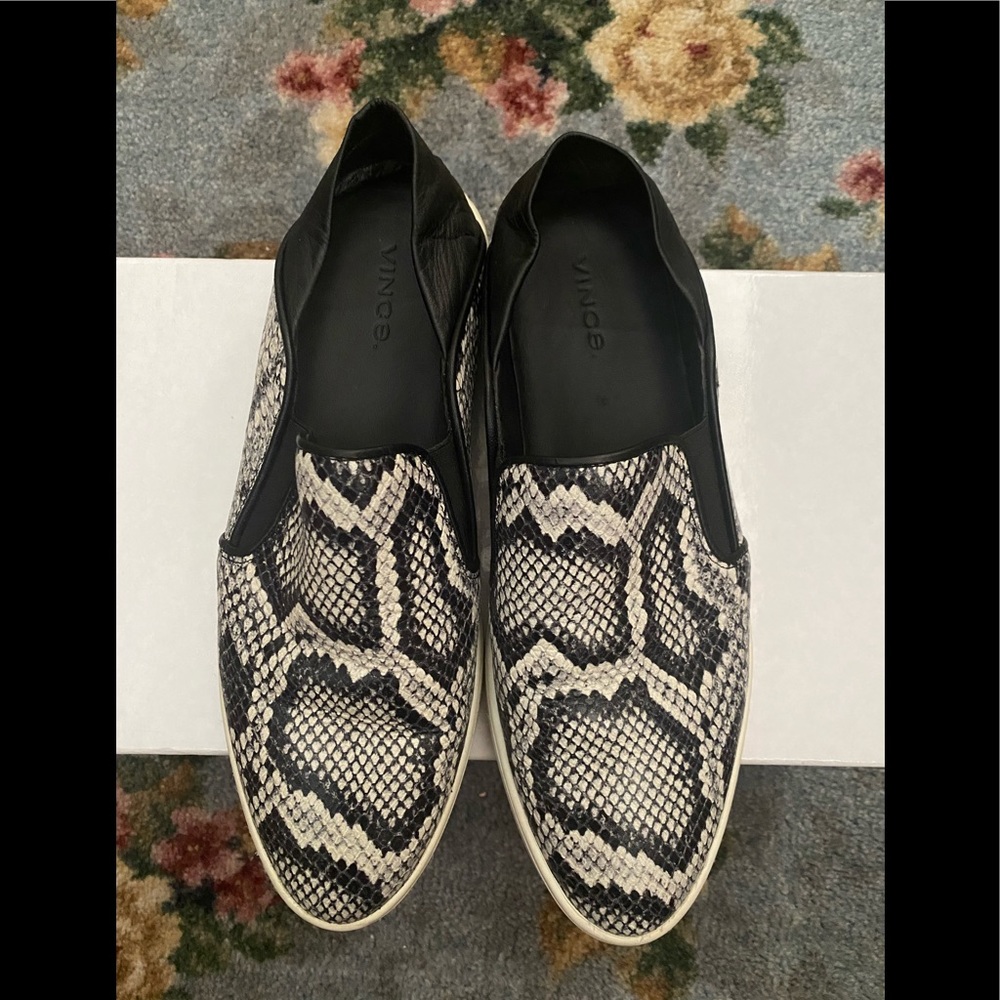 Gently worn Saxon Snakeskin-Embossed Leather Platform Sneakers